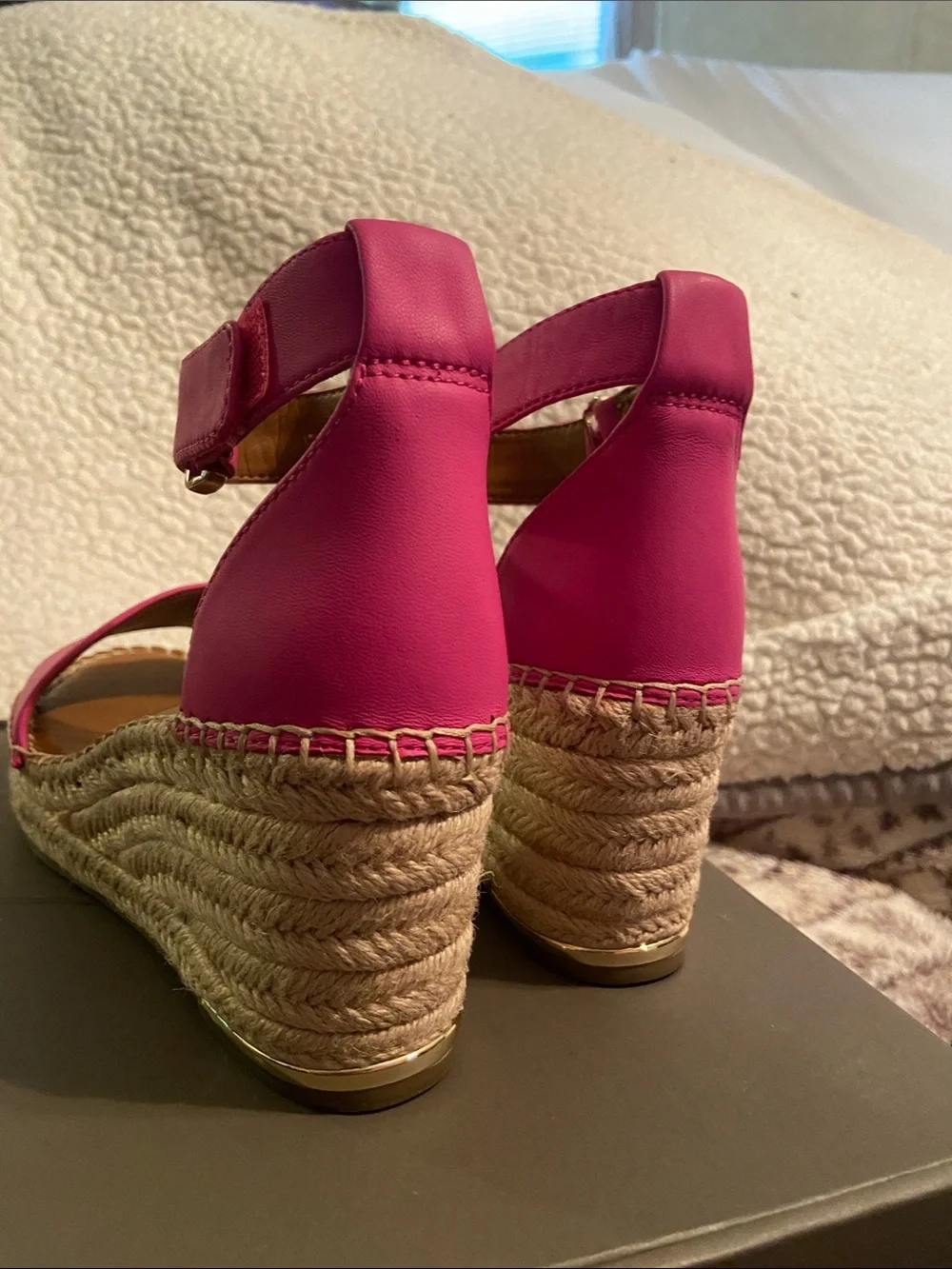 Franco Sarto Hot Pink Jute Espadrille Wedge Sandals